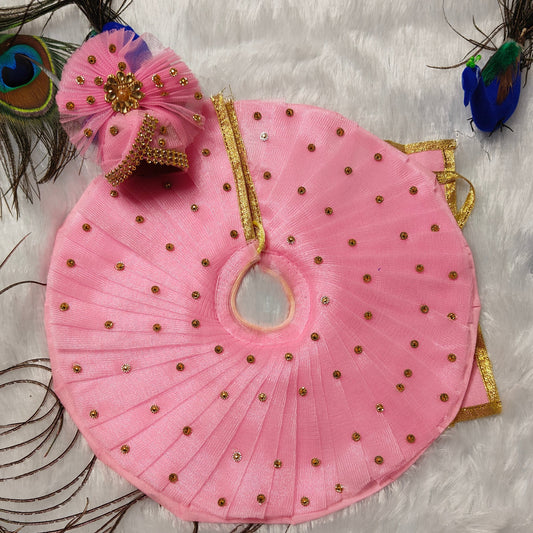 Baby Pink Designer Dress with Crown for Laddu Gopal