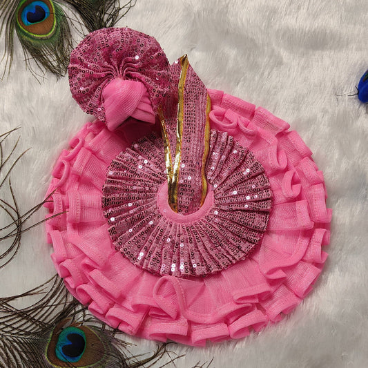 Baby Pink Designer Laddu Gopal Dress with Sequin Work – Shringar Poshak for Bal Gopal