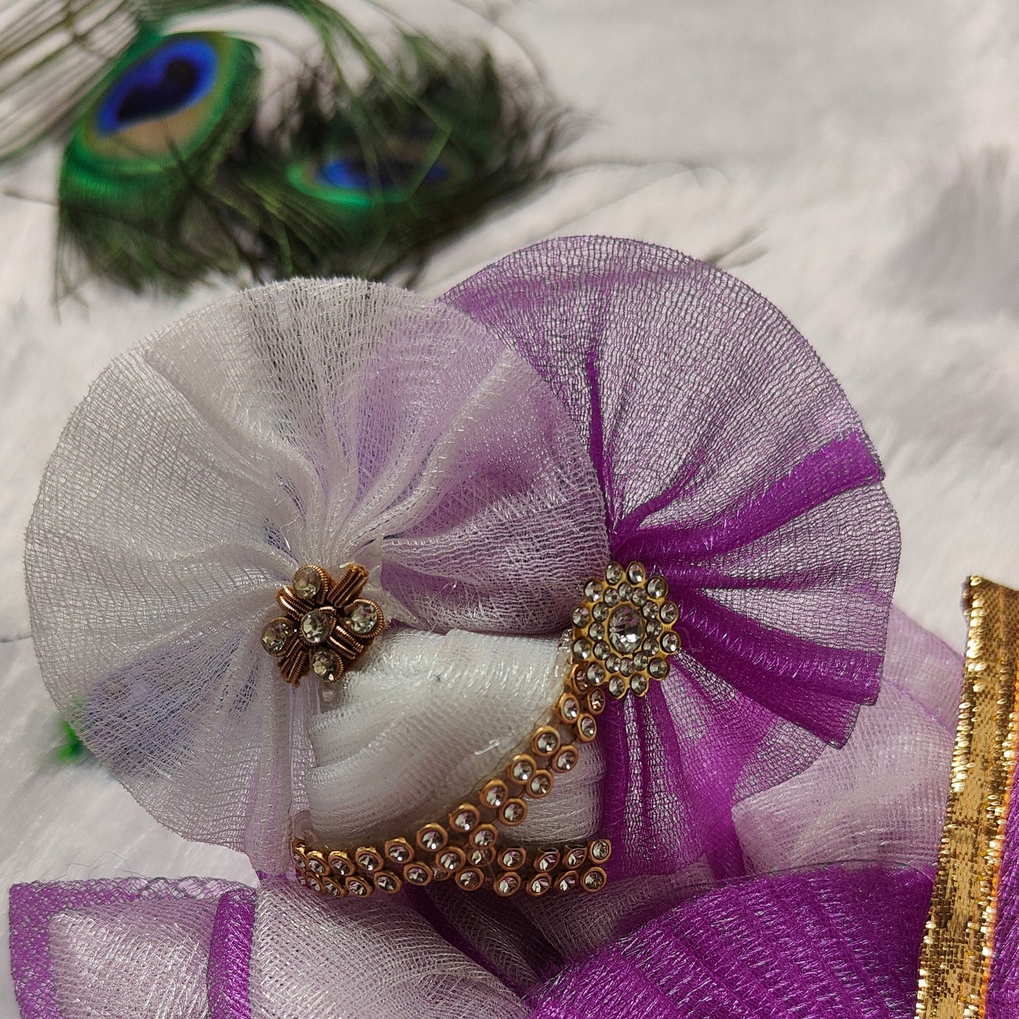 Purple & Silver Designer Kanha Ji Poshak Set with Stone Work