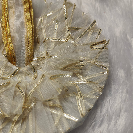 Elegant White-Gold & White Net Poshak – Divine Simplicity for Laddu Gopal