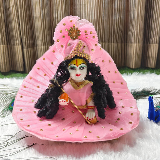 Baby Pink Designer Dress with Crown for Laddu Gopal