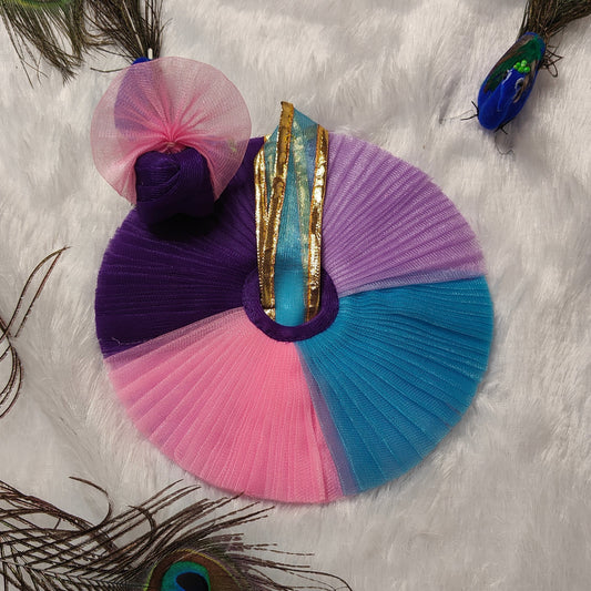 Colorful Pleated Laddu Gopal Dress | Multicolor Bal Gopal Poshak with Pagdi