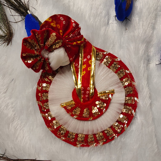 Elegant Bandhej Bliss – White & Red Designer Poshak Set